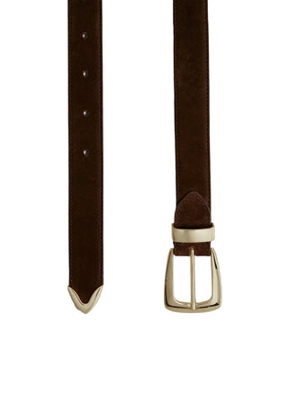 Brown belt with a gold buckle by Khaite