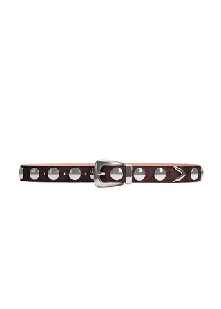 Brown leather belt with metal studs by Khaite. 