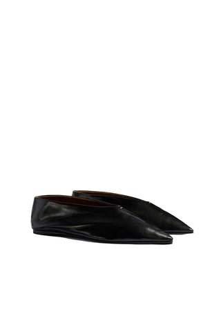 Black leather flat shoe ballerina shoe by Khaite