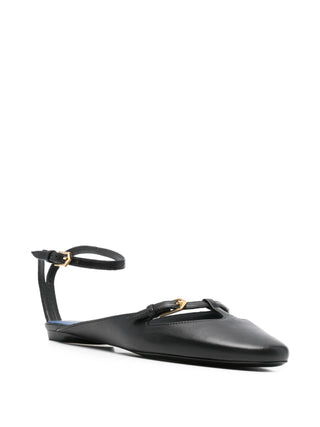 Black flat mary jane sandal with a thin strap 