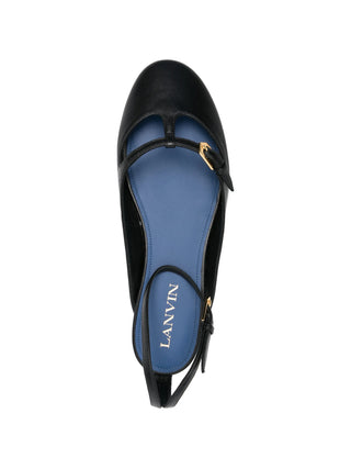 Black high-heeled shoe with blue insole by Lanvin