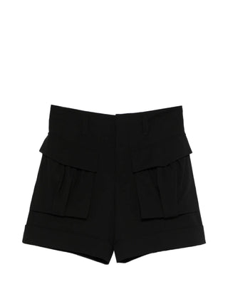 Black layered shorts with cargo pockets