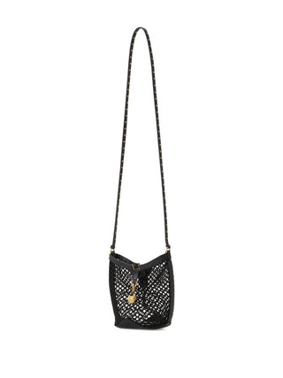 Black mesh handbag with a long strap by Lanvin