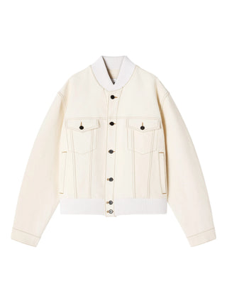 Beige jacket with white collar and trim by Lanvin
