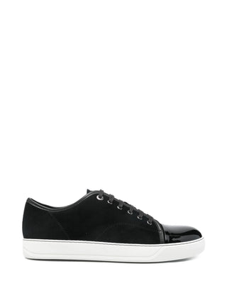 Black leather sneaker with a white rubber soles by Lanvin