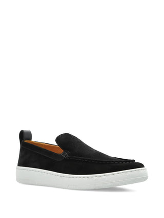 Black sued slip-on shoe with white sole by Lanvin