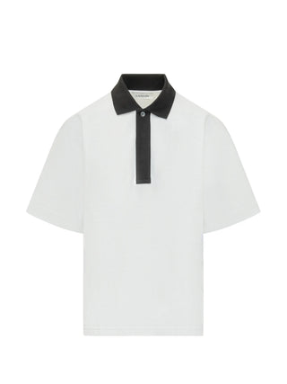 White polo shirt with black collar by Lanvin