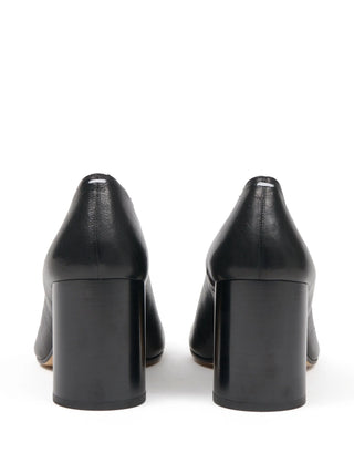 Black high-heeled 80mm block heel pumps