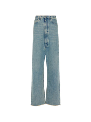 Pair of blue jeans with dropped rise and five pockets by Maison Margiela