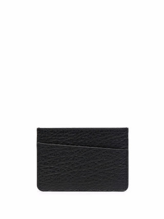 Black textured cardholder by Maison Margiela