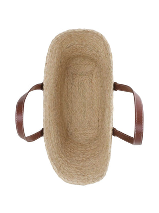 Woven basket with leather handles 