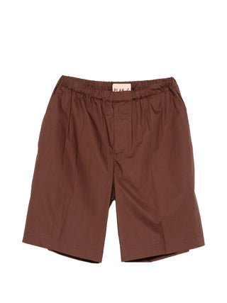 Brown shorts with an eleasticated waist and pleats by Plan C