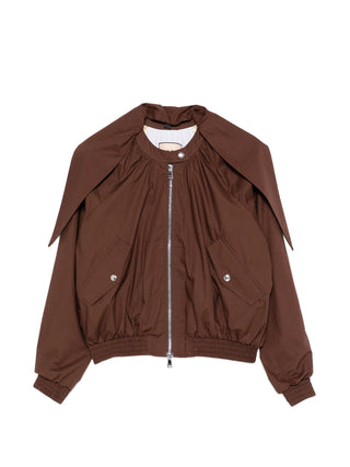 Brown long-sleeve jacket with zip and pockets by Plan C
