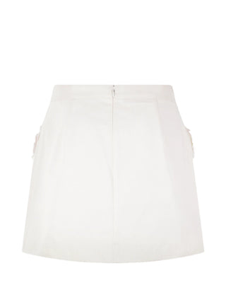 White mini skirt with concealed zip by Plan C. 