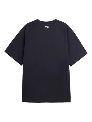 Black t-shirt with a Y-3 logo on the back 