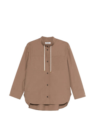 Brown ‘S Max Mara jacket with drawstring detail and button fastening. A refined utility style, available at our Lisbon store.