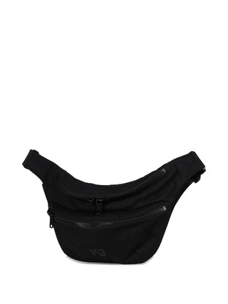 Black waist bag with multiple zippers by Y-3
