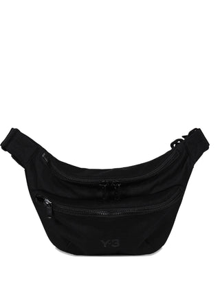 Black waist bag with Y-3 logo with double zip