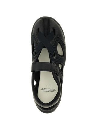 Black leather trainers by Y-3