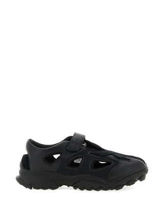 Black leather trainers by Y-3