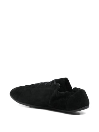 Black lace up leather sneakers by Y-3