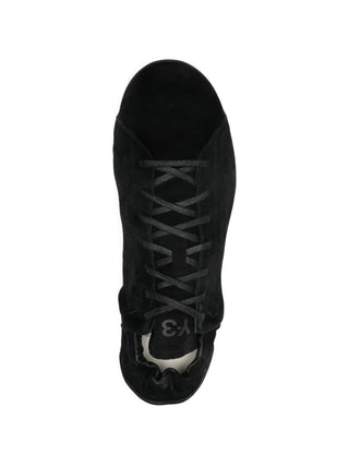 Black lace up leather sneakers by Y-3