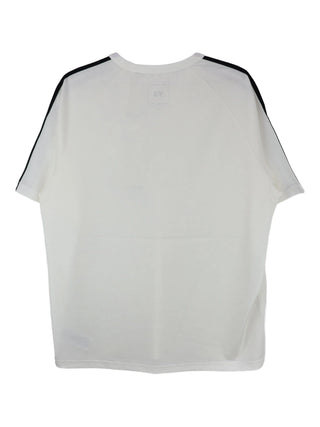 White t-shirt with black stripes on sleeves by Y-3