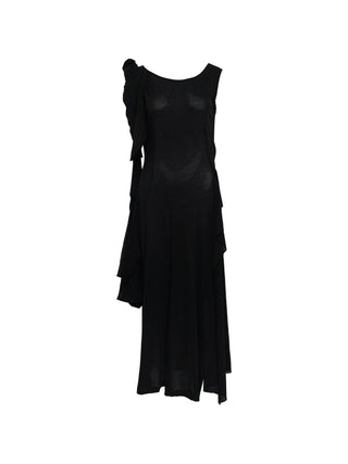 Black draped sleeveless dress by Yohji Yamamoto