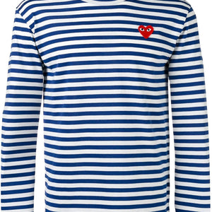 striped heart embellished T-shirt - SHEET-1