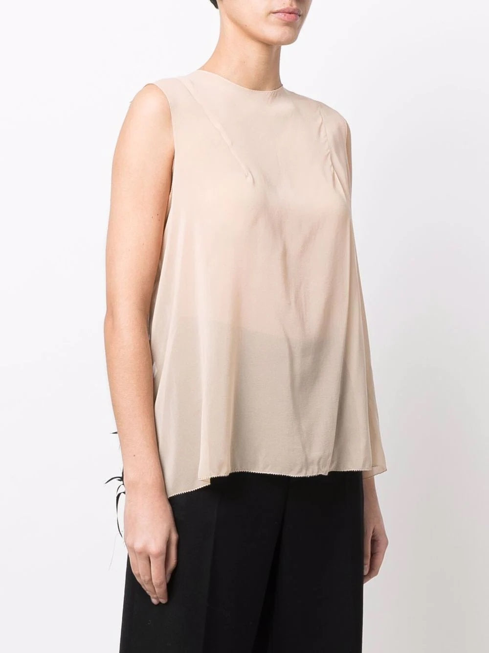cut-out sleeveless blouse