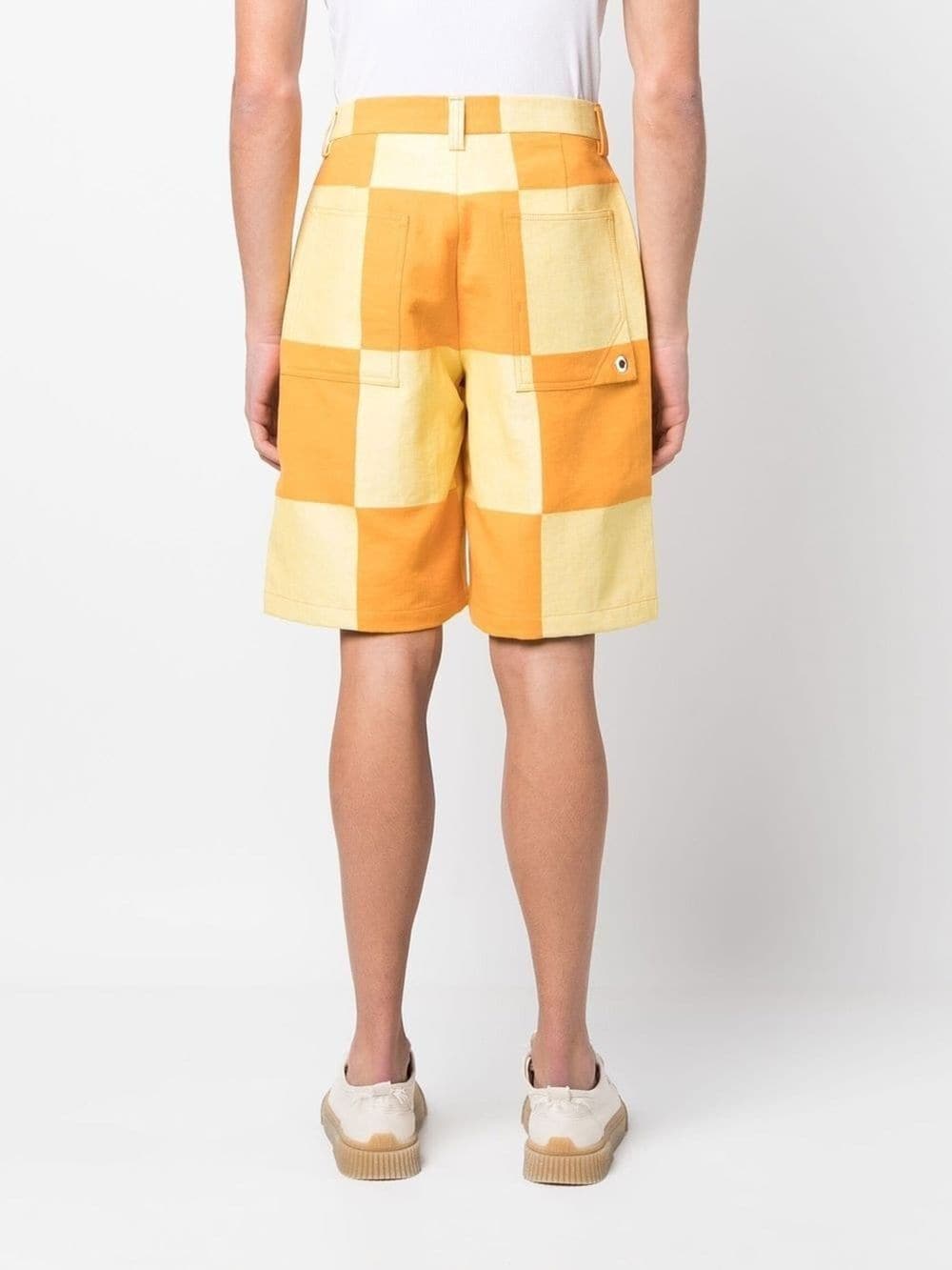 checkerboard-print knee-length shorts