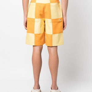 checkerboard-print knee-length shorts