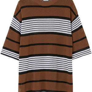 stripe-print oversized T-shirt - SHEET-1